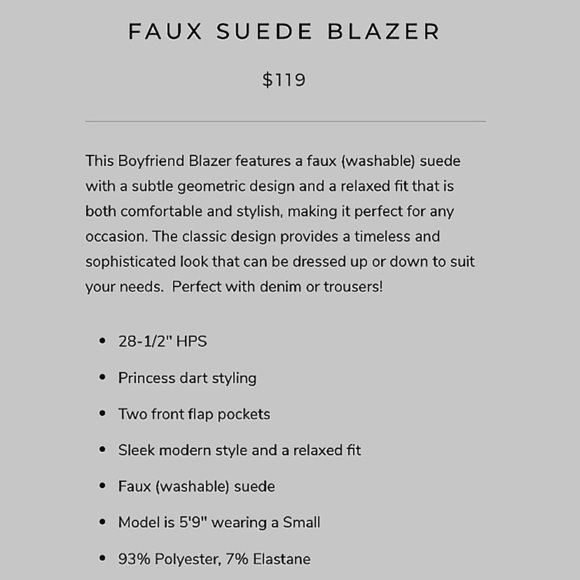 Liverpool Stitch Fix New Suede Stretch Boyfriend Blazer NWT - Picture 16 of 16